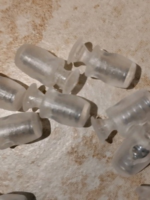 Plastic stopper for cords new, 30 transparent pieces