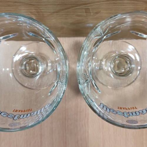 Westmalle Trappist beer set of two promotional stemmed glasses 330ml new