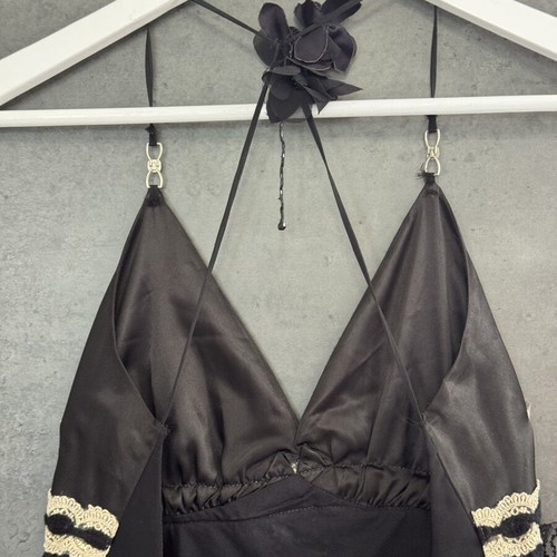 Lonely Black Cocktail Dress halter neck with Y2K vintage details like new