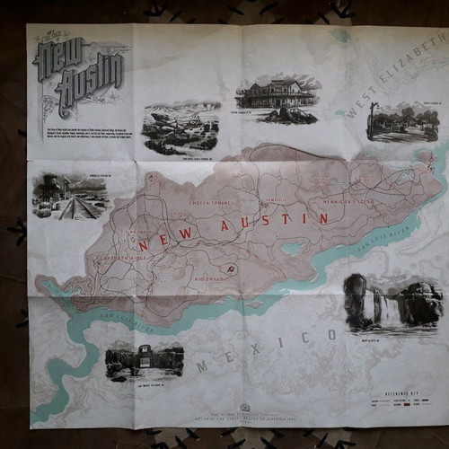 Red Dead II map poster New Austin used