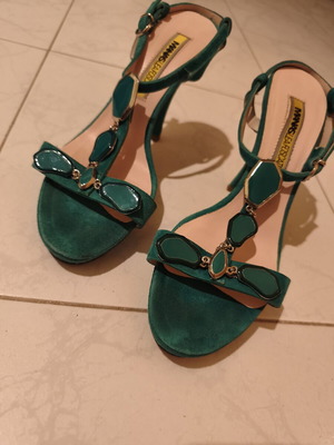Manas Lea Foscati suede sandals like new, green, heel 10cm