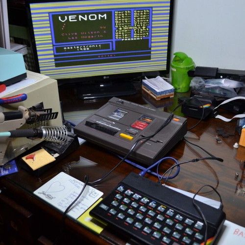 Sinclair ZX Spectrum 48K console used with accessories and manuals