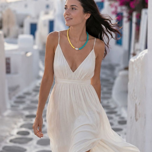 Handmade necklace with silicone beads and pearl. The biggest trend of the summer.