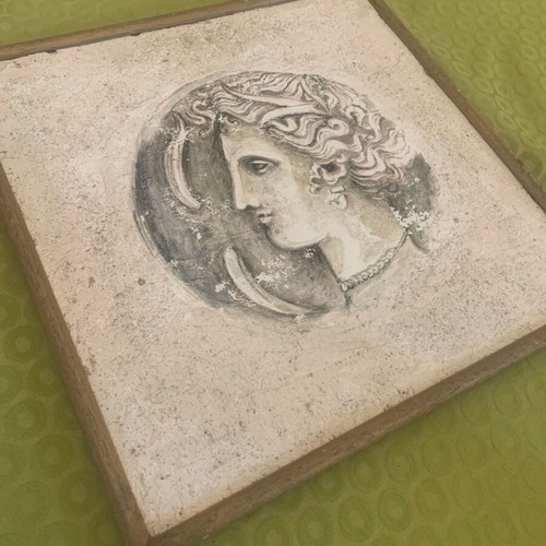 Fresco painting used 70s 33x33cm