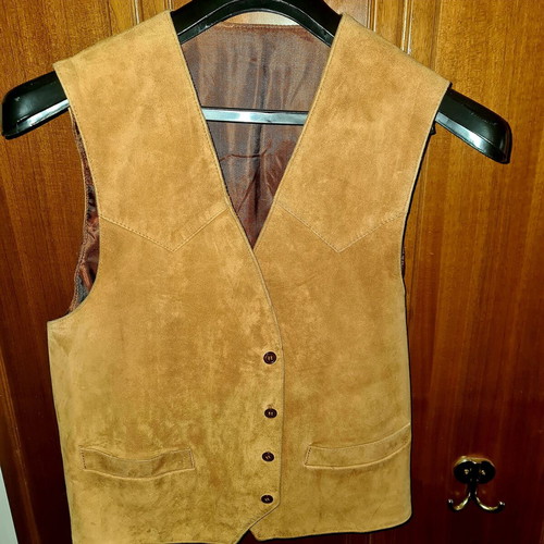 Men's suede leather vest large like new, brown