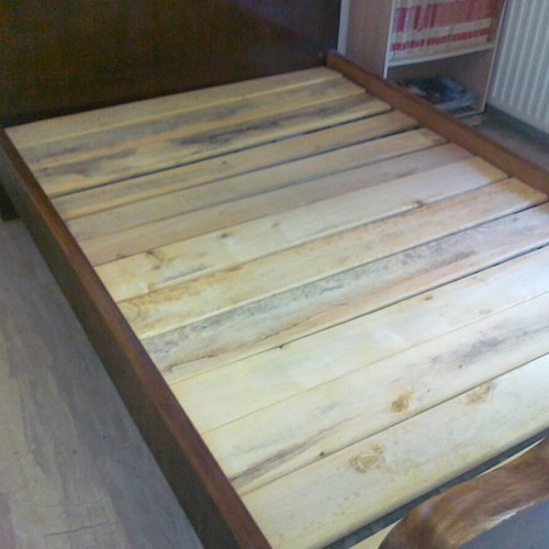 Walnut bed used 125cm width 2m length with mattress