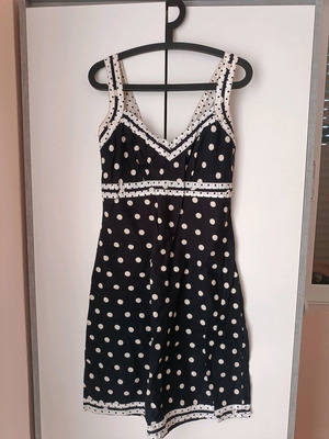 Vintage polka dot dress size large, blue with white dots