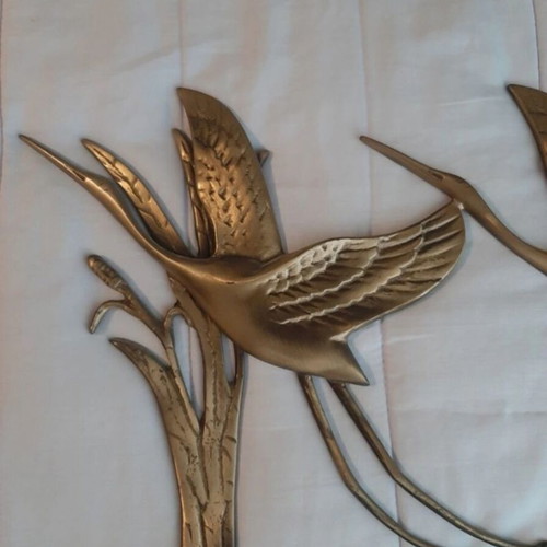 Decorative cranes wall art like new, bronze