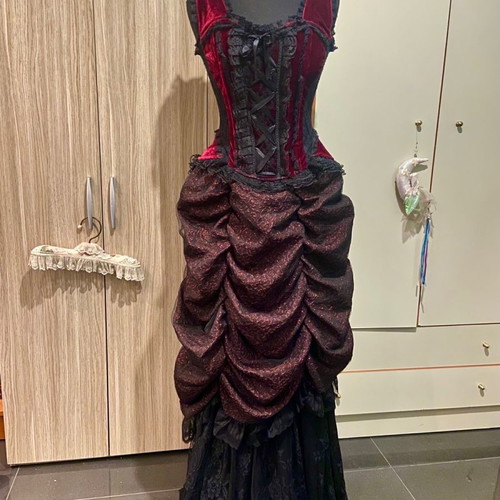 Gothic long Victorian skirt PunkRave new, black and burgundy