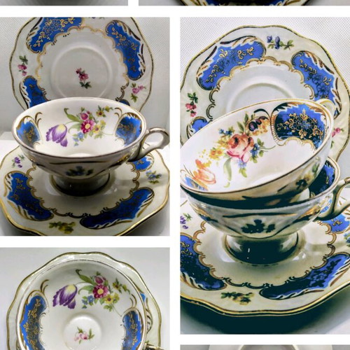 Set of 2 porcelain cups and saucers W Bavaria Germany US Zone used