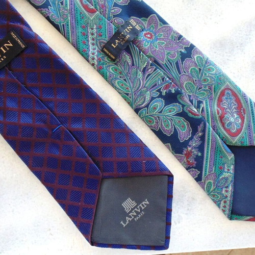 Lanvin silk ties used, pack of 2, made in France