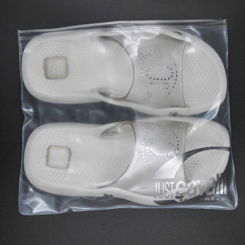 Just Cavalli rubber slippers used, size 36, white and silver