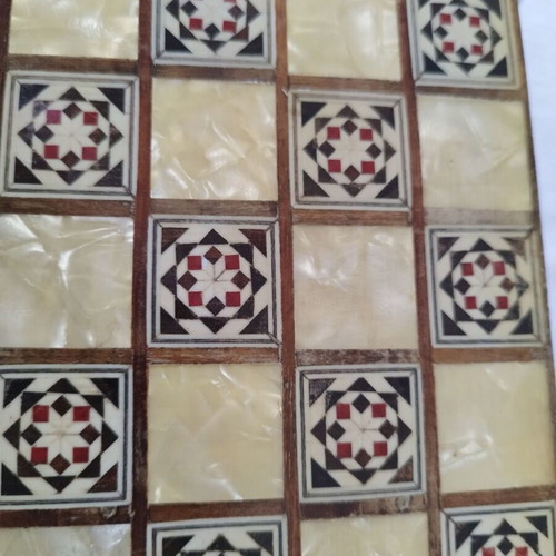 Handmade backgammon with mother-of-pearl small new from solid wood