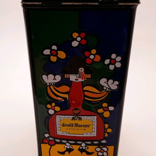 Collectible metal Grand Marnier tin box Limited Edition 1990 Romero Britto like new