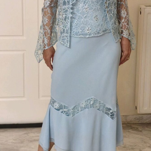 Charly blue set with lace and embroidered designs like new