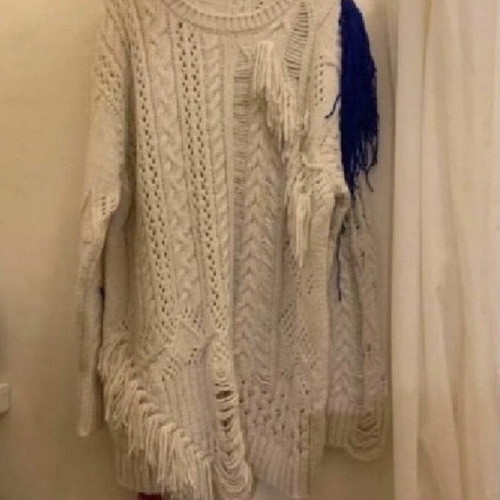 Wool dress one size like new, white and beige