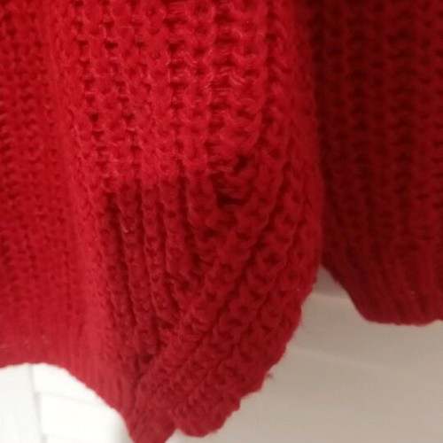 Pullover small used, dark red with wide stripe and 3/4 sleeves