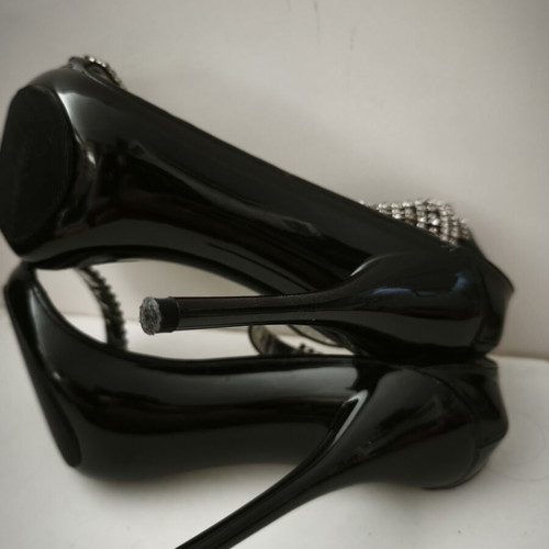 Sandals with rhinestones size 41 like new, black and silver