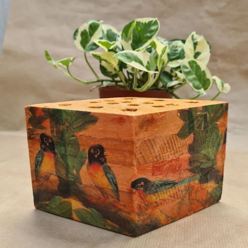 Wooden pencil holder handmade from recyclable wood like new