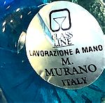  MURANO Ιταλικό Vintage κρυστάλλινο χειροποίητο ακανόνιστο καλάθι με επάργυρη ανάγλυφη βάση.. Άθικτο με την πιστοποίηση του!