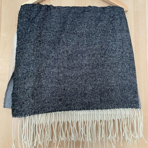 Scarf like new with gray and beige color combination and fringes