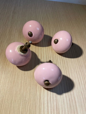 Χερούλια για ντουλάπι ή συρτάρι σετ 4 σαν καινούργιο, κεραμικά με μπρούτζινη λεπτομέρεια