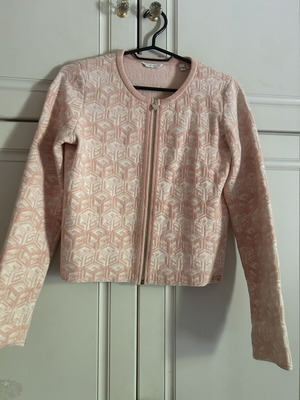 Guess velour cardigan, white and pink, XS