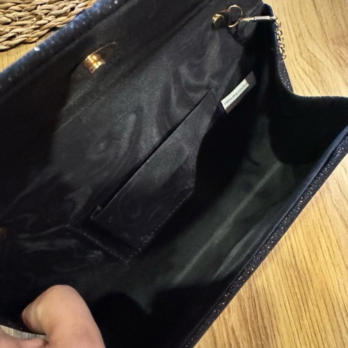 Shoulder bag used black with gold glitter evening