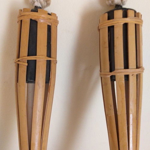 Bamboo garden torches like new, set of 2 pieces