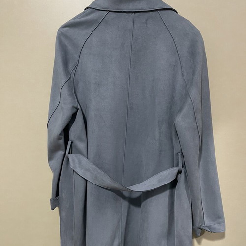 Zara trench coat used, blue, velvety texture, size S