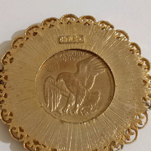 Eisenhower decorative gold-plated medal used, galvanized, vintage jewelry