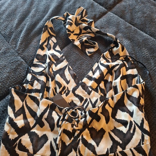 Dress long with back slit and open back, new