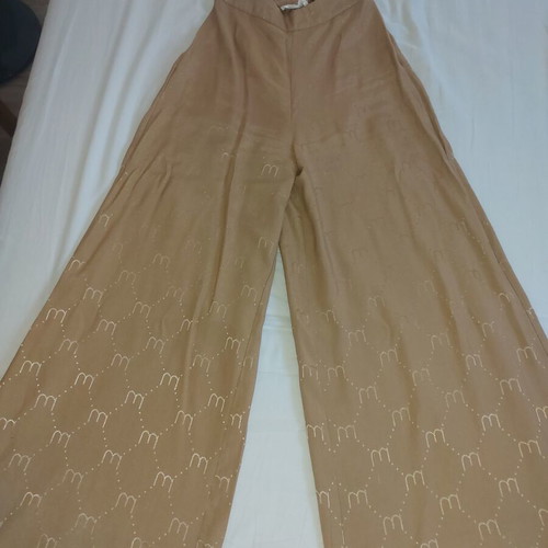 Moutaki set shirt and wide-leg pants, brown and gold