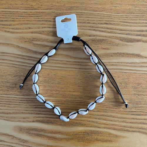 Summer shell necklace new with adjustable cord black and beige