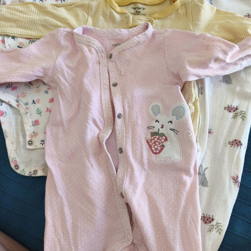 Carter's long sleeve pajamas bundle for babygirl 9 months used with stains