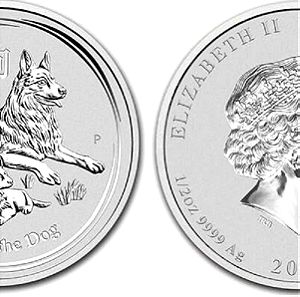 Australia 50 Cents 2018 Elizabeth I Silver Lunar Year of The DOG BU Australian Perth Mint.