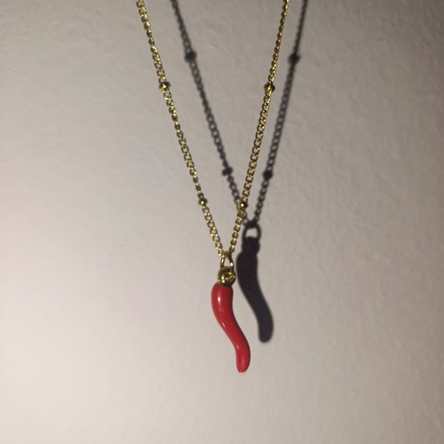 Necklace with red chili pepper pendant new