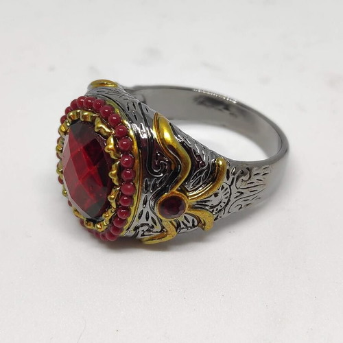Men's ring with large red stone