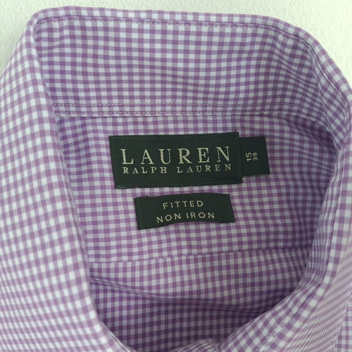 Lauren Ralph Lauren men's dress shirt size 38 15 S/M fitted non iron purple new