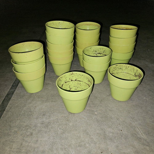 Green flower pots used, pack of 20, height 10 cm
