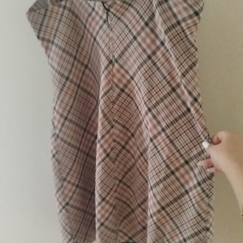 Mango checkered mini dress, size L, beige and brown