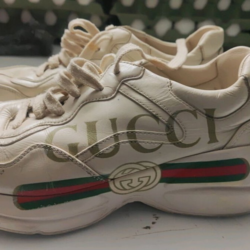 Gucci Rhython leather sneaker size 38 used beige