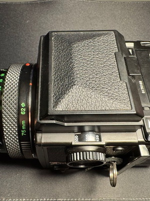 Bronica ETRS camera used with AE-II finder and Zenzanon PE-II 75mm lens