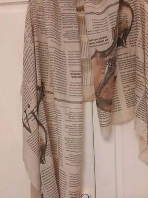 Шал парео като нов, черен и бежов, 70×180