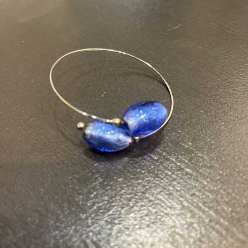 Handmade Murano glass bracelet like new with blue stones and silver frame