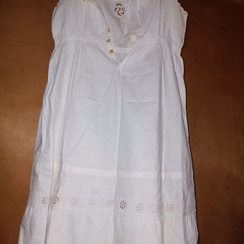 Nightgown white cutwork embroidery antique like new with mother-of-pearl buttons