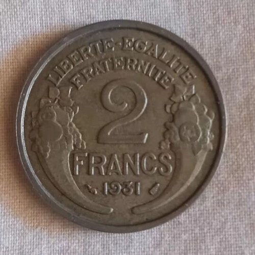 French 2 Francs 1931 coin used, key date
