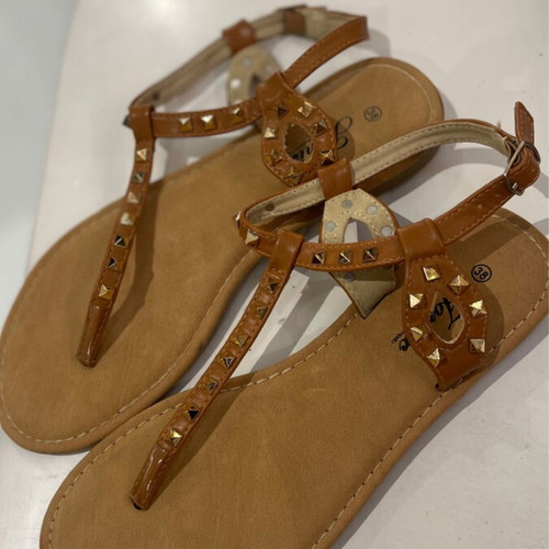 Sandals new leatherette with studs, size 38