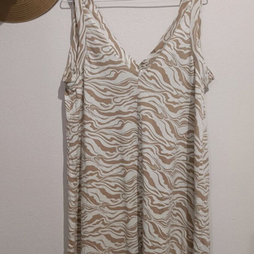 Airy dress like new, white and beige, one size