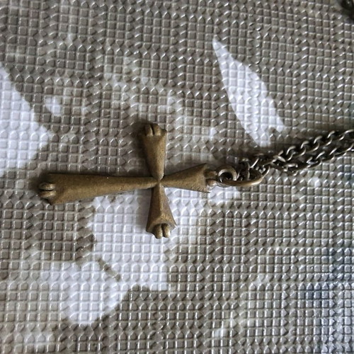Necklace with Cross Pendant used, brass or copper